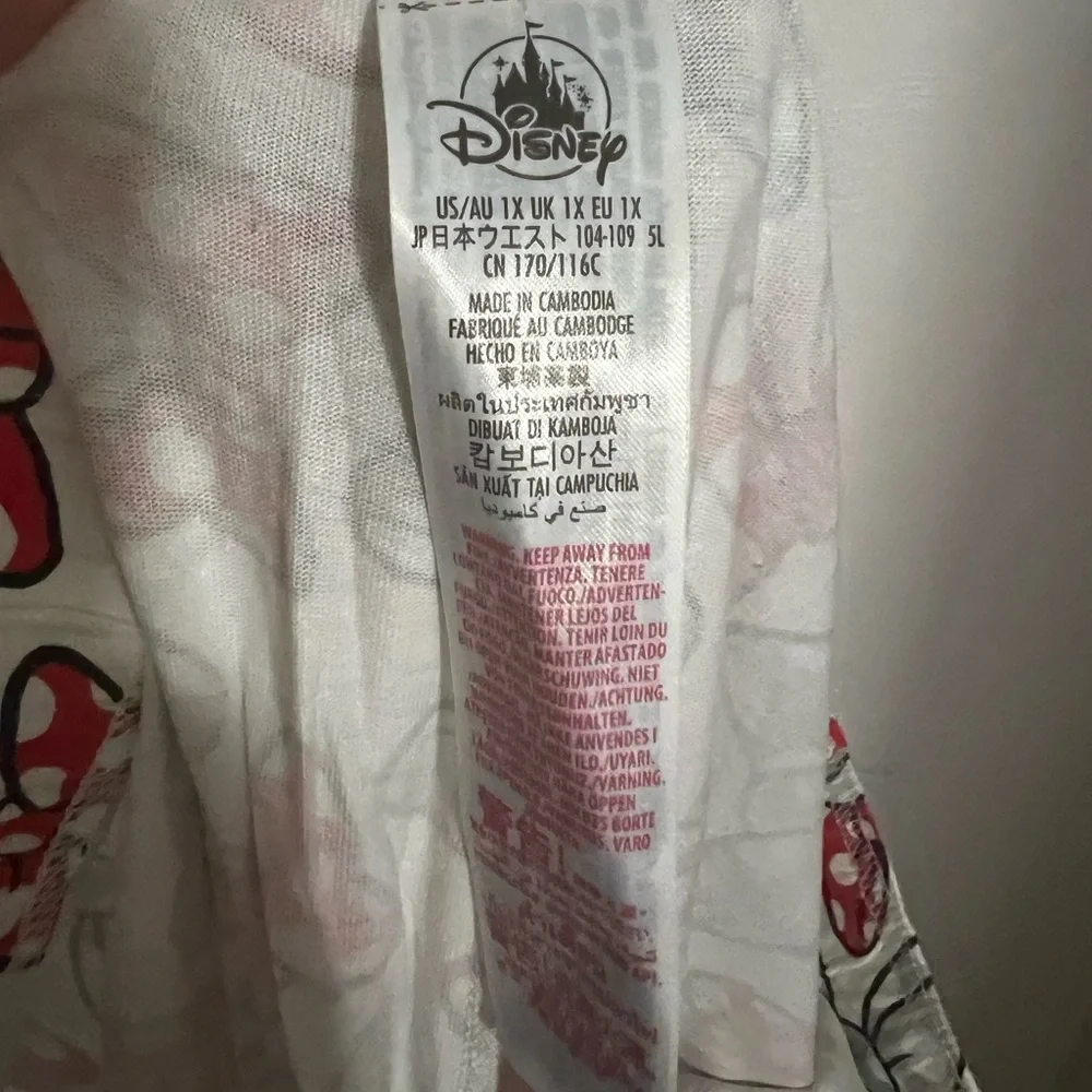 DISNEY Classic Minnie Mouse Bow 2 Piece Pajama‎ Set White Red Grey Women's Sz 1X